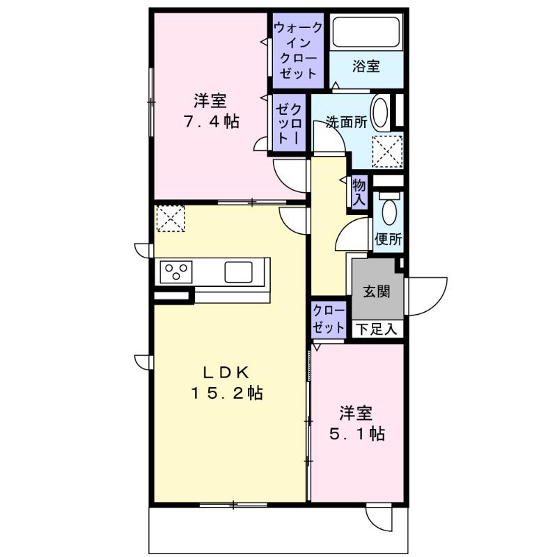 シャ・ブラン(2LDK/3階)の間取り写真