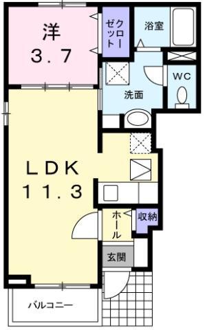 ルーチェ(1LDK/1階)の間取り写真