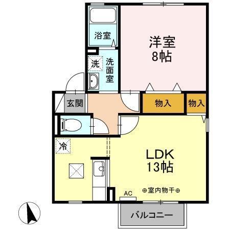 セジュール・F(1LDK/1階)の間取り写真