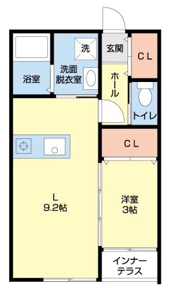 ELAIZA須屋(1DK/1階)の間取り写真