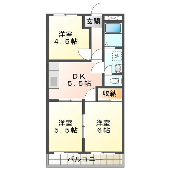 グランチェスタ田中(3DK/2階)の間取り写真