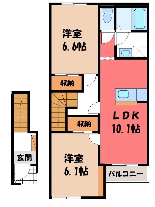 パルフェドルミナスII(2LDK/2階)の間取り写真