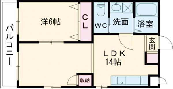 リファレンス三郎丸(1LDK/4階)の間取り写真