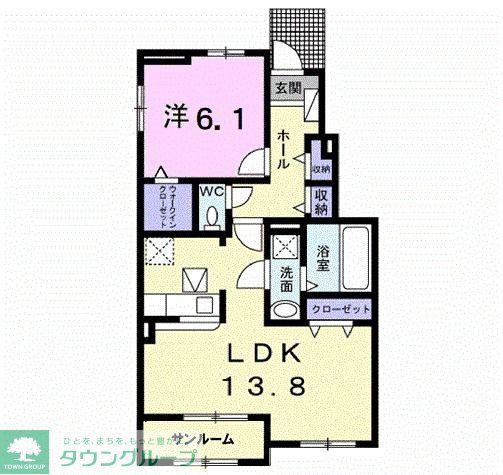 シャトー ドゥ 湊III(1LDK/1階)の間取り写真