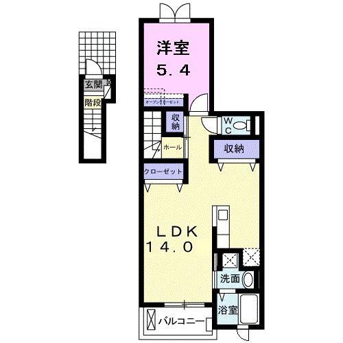 ボニート I(1LDK/2階)の間取り写真