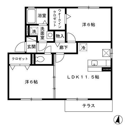 メゾン・ド・フルールC(2LDK/1階)の間取り写真