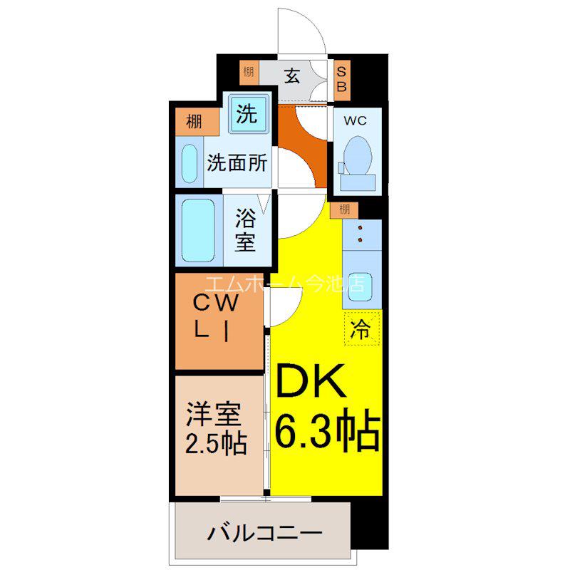 パートナーズ今池(1DK/11階)の間取り写真