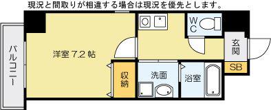 BERGAMOTTO三萩野(1K/1階)の間取り写真