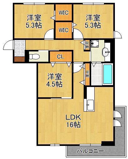 プリメーラ藤原(3LDK/2階)の間取り写真