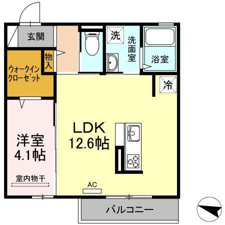 トレゾールブラン(1LDK/2階)の間取り写真