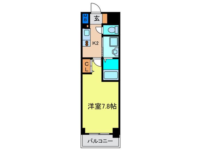 エイペックスみなとCENTRAL AVENUE602(1K/6階)の間取り写真