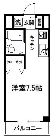 フローラ(ワンルーム/4階)の間取り写真