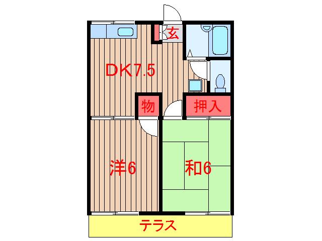 ベルグラン石井(2DK/1階)の間取り写真