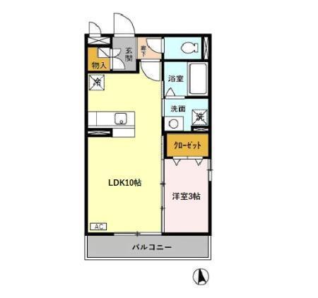 トパーシオ(1LDK/1階)の間取り写真
