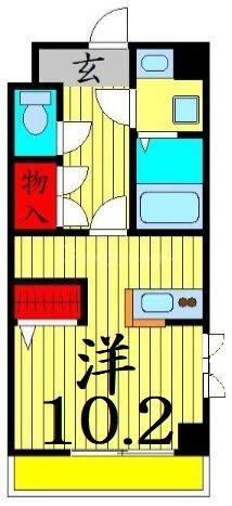 カーネリアンコートT・S(1K/1階)の間取り写真
