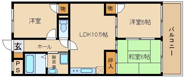 パラシオン旭丘(3LDK/2階)の間取り写真