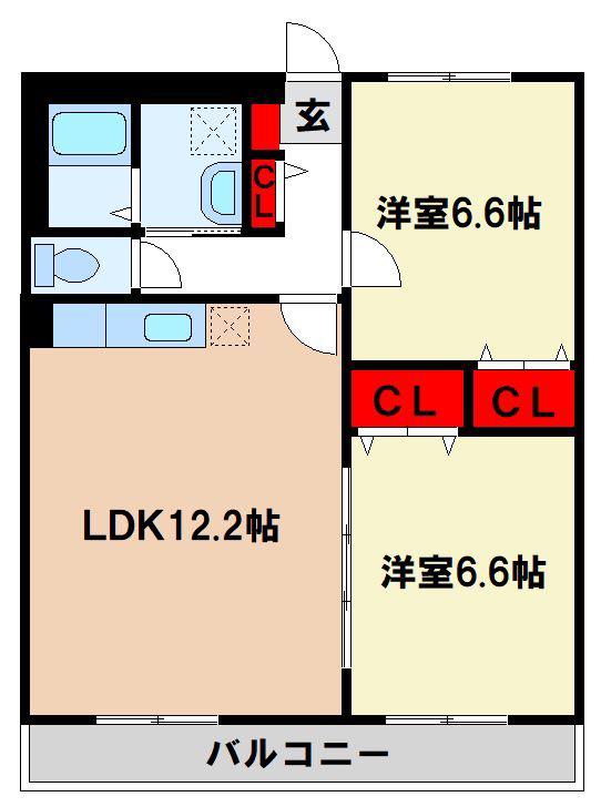 アンプルールクラージュNEO(2LDK/2階)の間取り写真