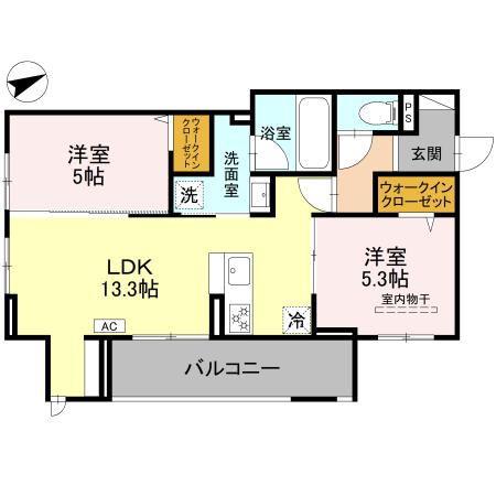 ヴェントプーロ東松山(2LDK/3階)の間取り写真