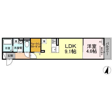 D-ROOM今町(1LDK/2階)の間取り写真