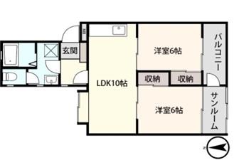 アシスト金沢マンション(2LDK/2階)の間取り写真