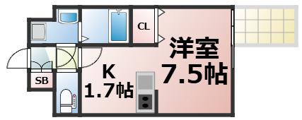 レオンコンフォート上本町(ワンルーム/8階)の間取り写真