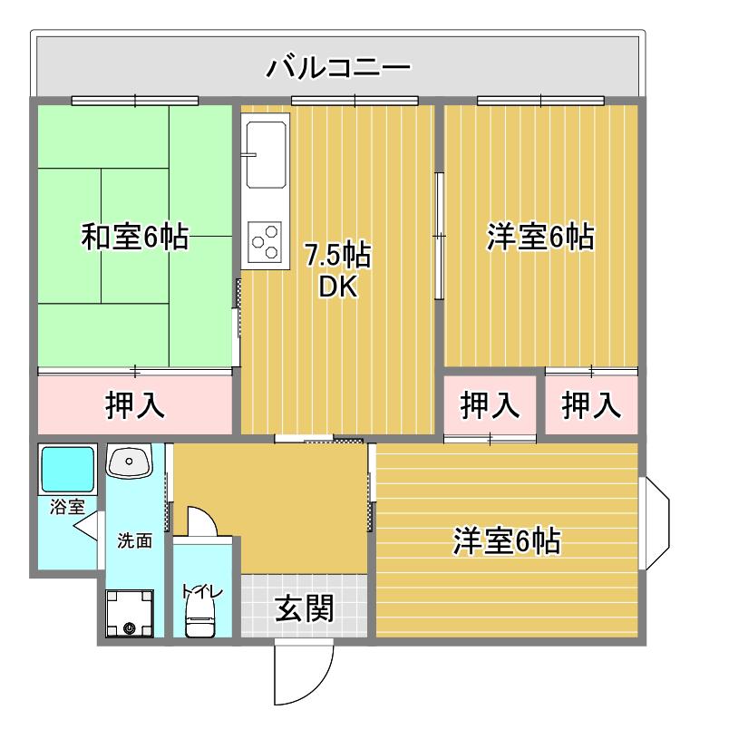 レジデンスみなみ(3DK/5階)の間取り写真