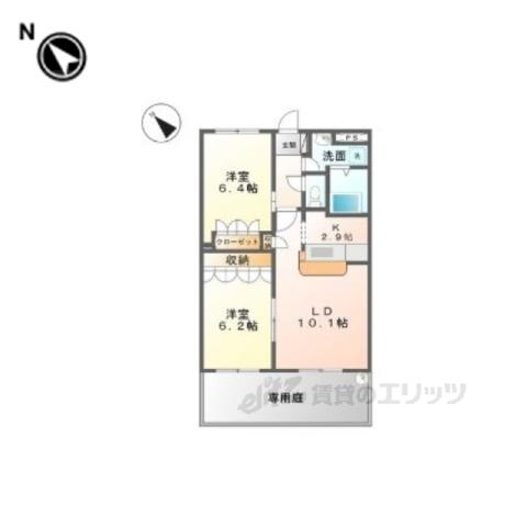 ガーディングヒル(2LDK/2階)の間取り写真