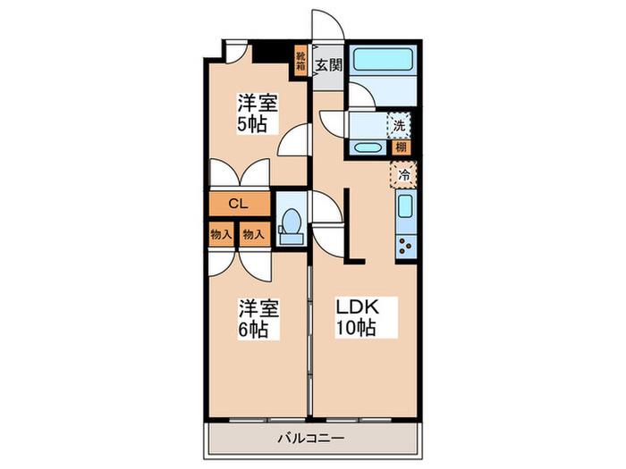 コンフォラス京王多摩川(2LDK/6階)の間取り写真