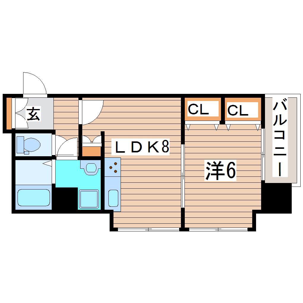 ディオコート長町(1LDK/3階)の間取り写真