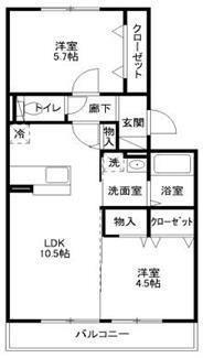 愛宕ビューハイツ(2LDK/2階)の間取り写真