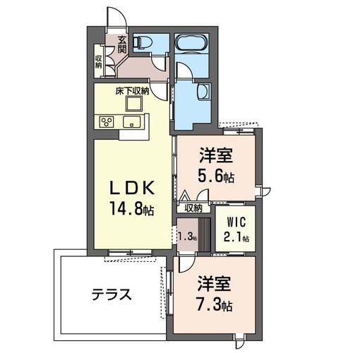MAIN STAY(2LDK/1階)の間取り写真