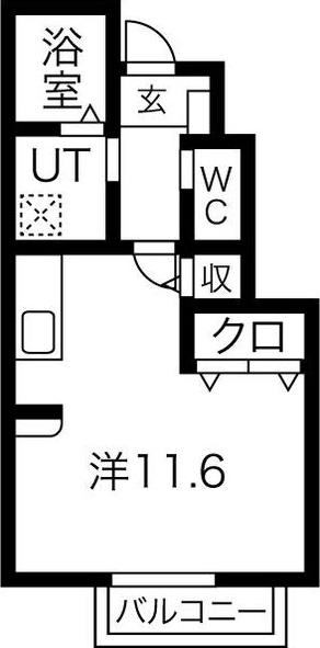 エスポワール早瀬(ワンルーム/1階)の間取り写真