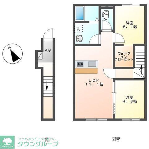 ブルーカーム(2LDK/2階)の間取り写真