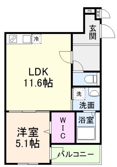 STスクエア徳庵(1LDK/1階)の間取り写真