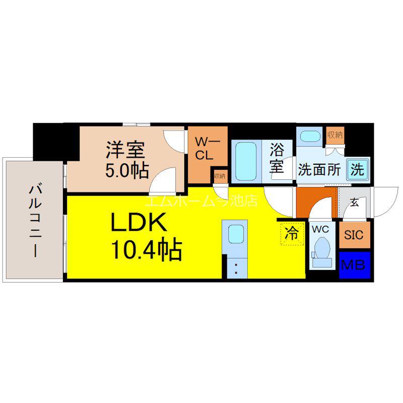 オープンレジデンシア今池(1LDK/7階)の間取り写真