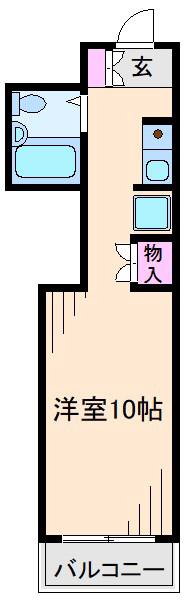 ヴィラクローバー(ワンルーム/2階)の間取り写真