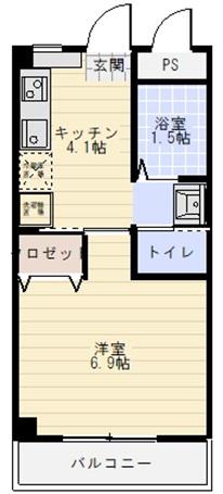 サンヒルズ弐番館(1K/2階)の間取り写真
