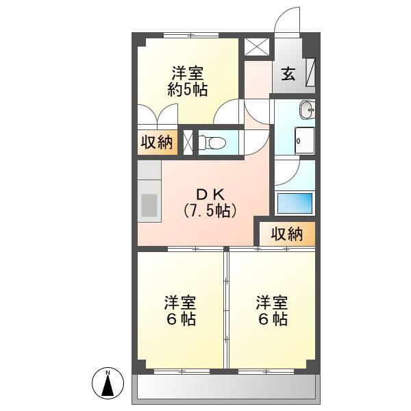 エステート23(3DK/2階)の間取り写真