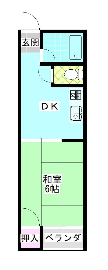ハイツ越智(1DK/2階)の間取り写真