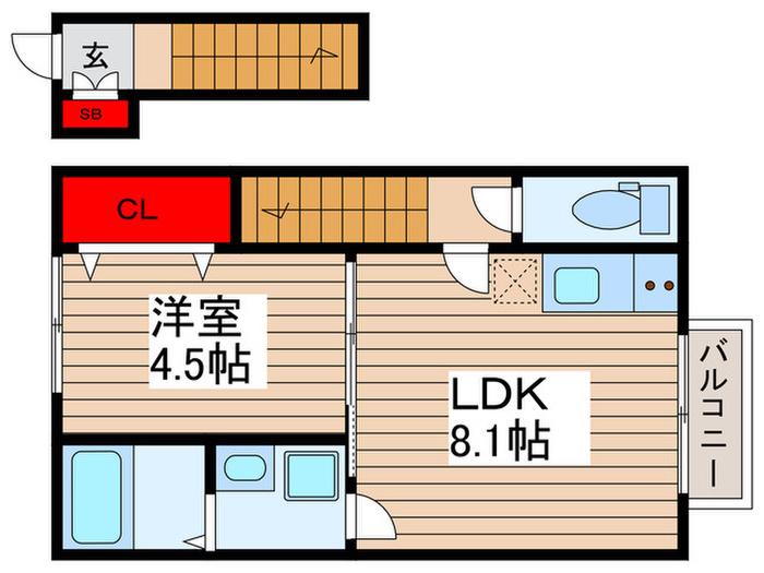 AJ南柏FIRST(1LDK/2階)の間取り写真