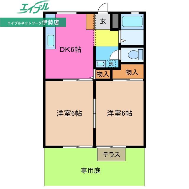 ハイツMOKO(2DK/1階)の間取り写真