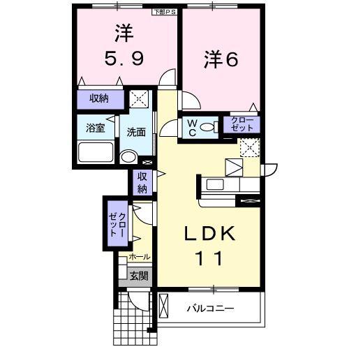 ガーデンレイB(2LDK/1階)の間取り写真