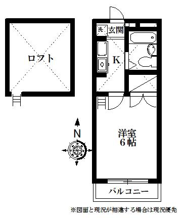 城北ロイドアパートB(1K/2階)の間取り写真