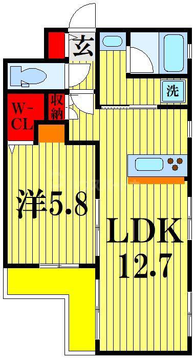WISTERIA NISHIARAI(1LDK/3階)の間取り写真