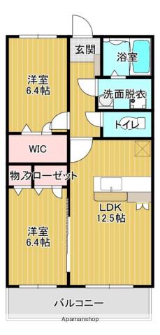フルール伊都(2LDK/3階)の間取り写真