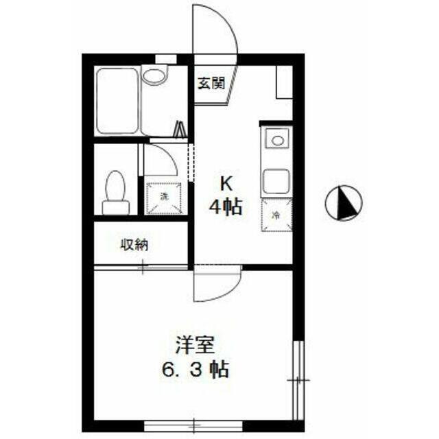 プラムコット(1K/1階)の間取り写真