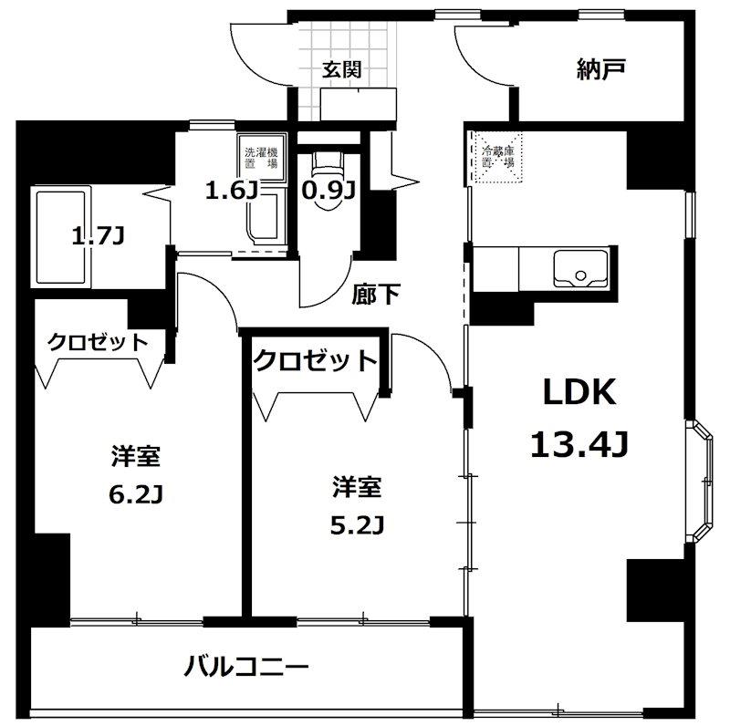 メゾンフルール(2LDK/2階)の間取り写真