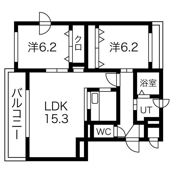 アコール栄町I(2LDK/2階)の間取り写真