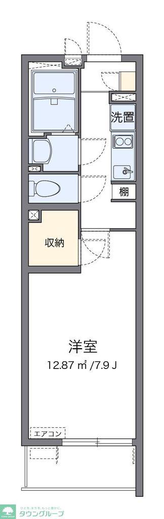 クレイノウエスト八潮(1K/3階)の間取り写真