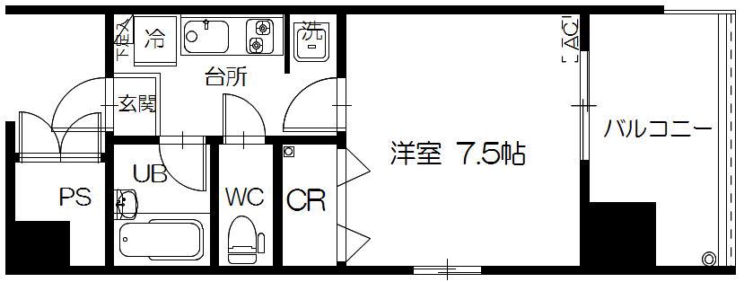 フラットリア仙台駅東(1K/9階)の間取り写真